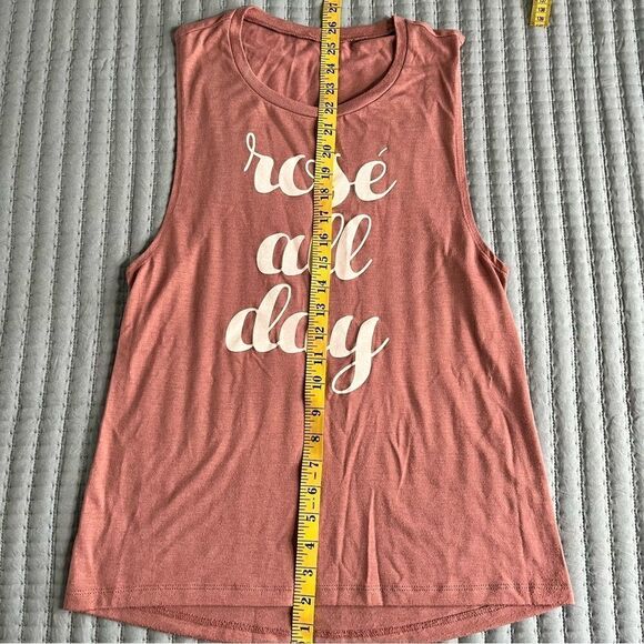 "Rosé All Day" Workout Athletic Muscle Tank Pink with White Lettering Size Small - Picture 7 of 9